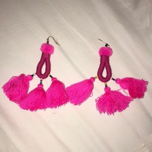 Pink tassel earrings custom made